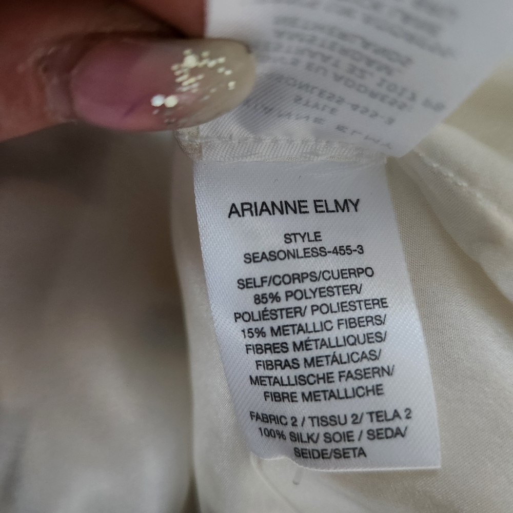 Free People Arianne Elmy White & Gold Organza Good Luck Dress Women's Size Large - Picture 11 of 14